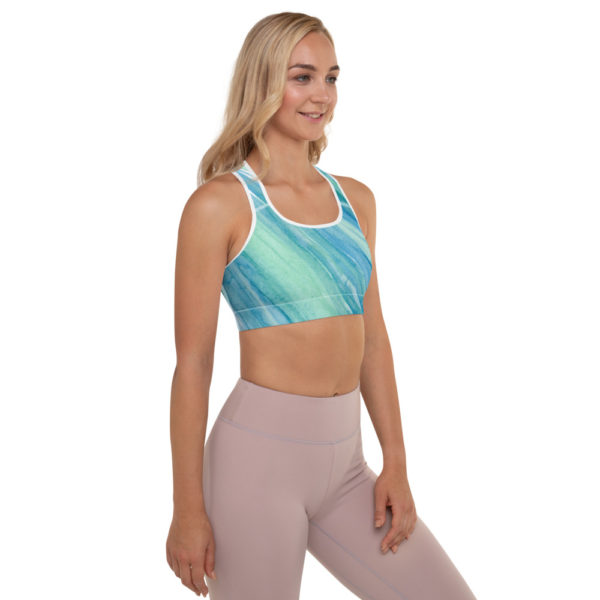 Blue & Green - Padded Sports Bra - Image 2