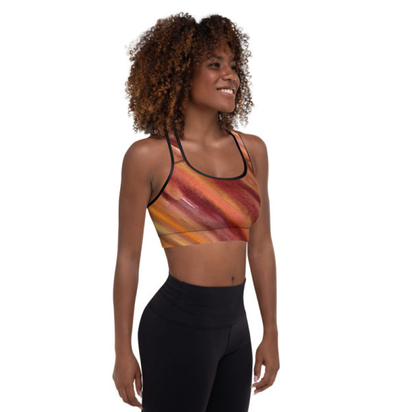 Brown, Orange, and Yellow - Padded Sports Bra - Image 3