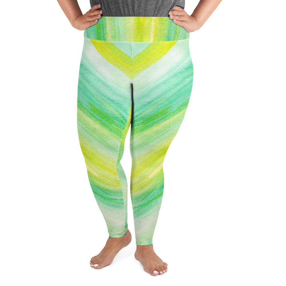 Green and Yellow -All-Over Print Plus Size Leggings