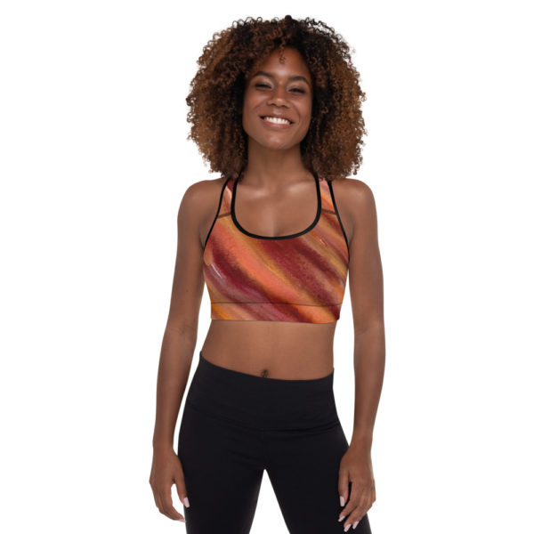 Brown, Orange, and Yellow - Padded Sports Bra