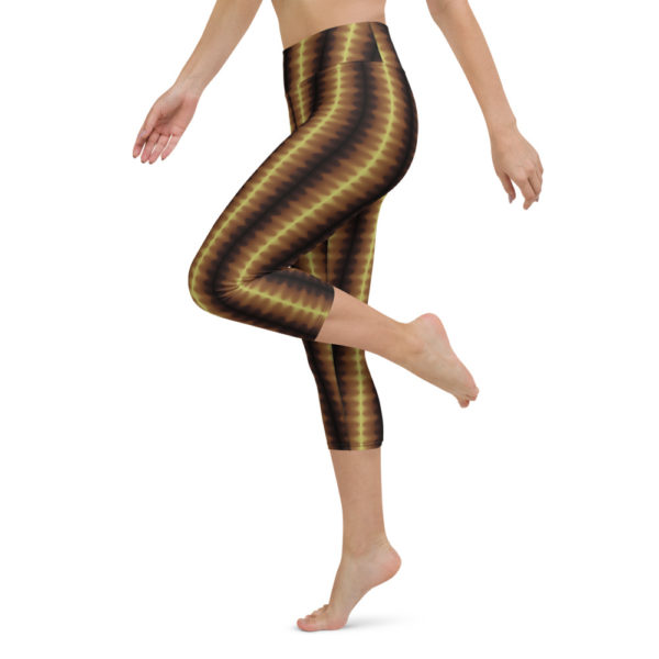 Brown Waves - Yoga Capri Leggings - Image 2