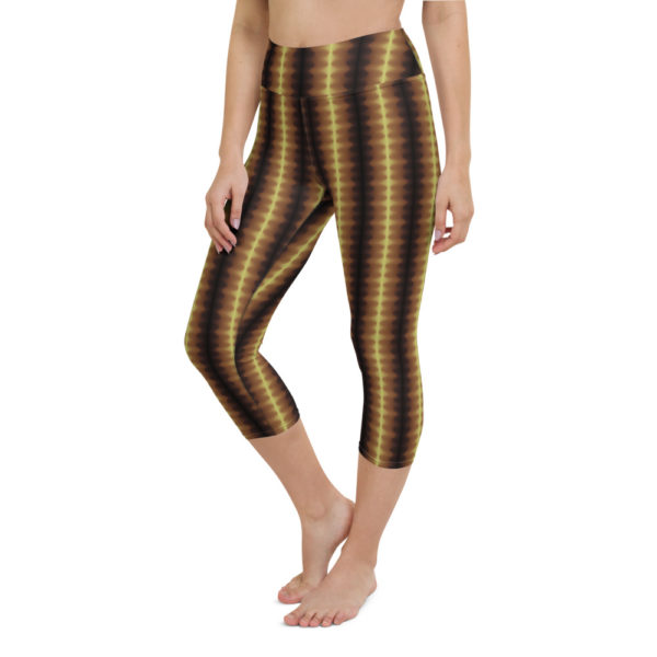 Brown Waves - Yoga Capri Leggings - Image 3