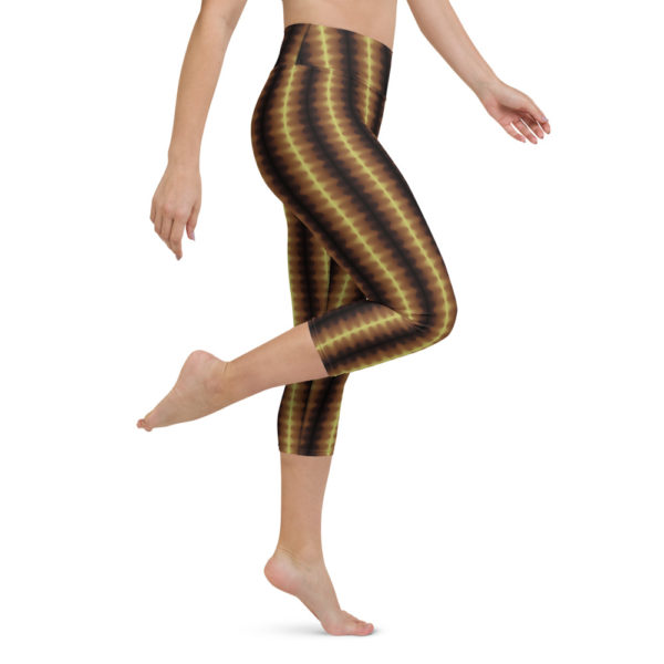 Brown Waves - Yoga Capri Leggings - Image 4