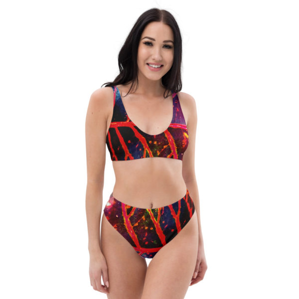 Red Tropics - Recycled high-waisted bikini