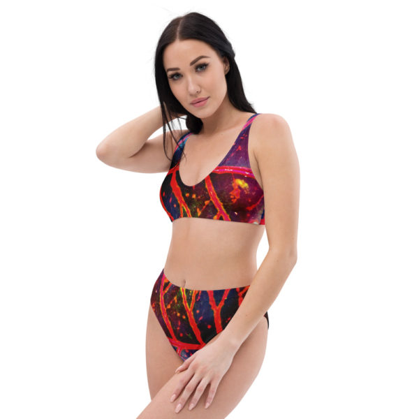 Red Tropics - Recycled high-waisted bikini - Image 3