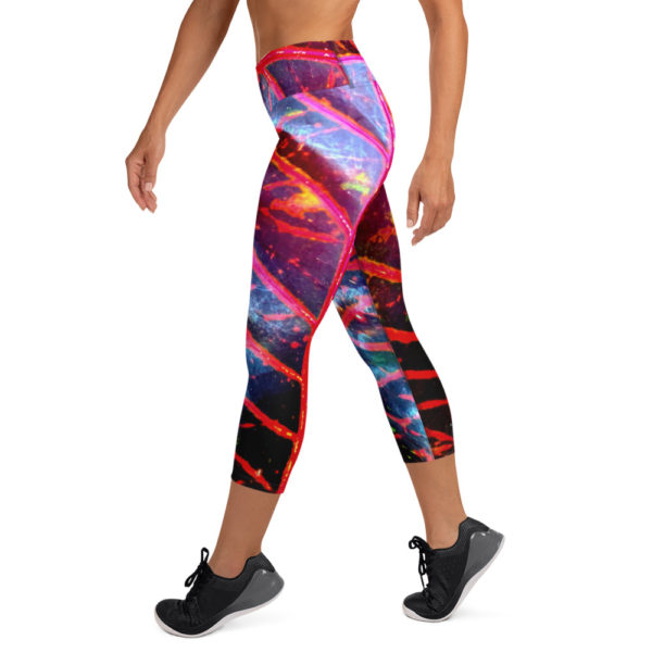 Red Tropics - Yoga Capri Leggings - Image 3